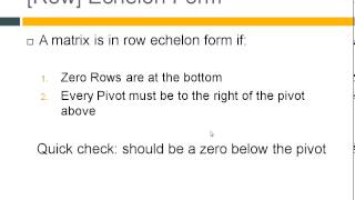 Echelon Form, Pivots, Free Variables and the Rank of A Matrix