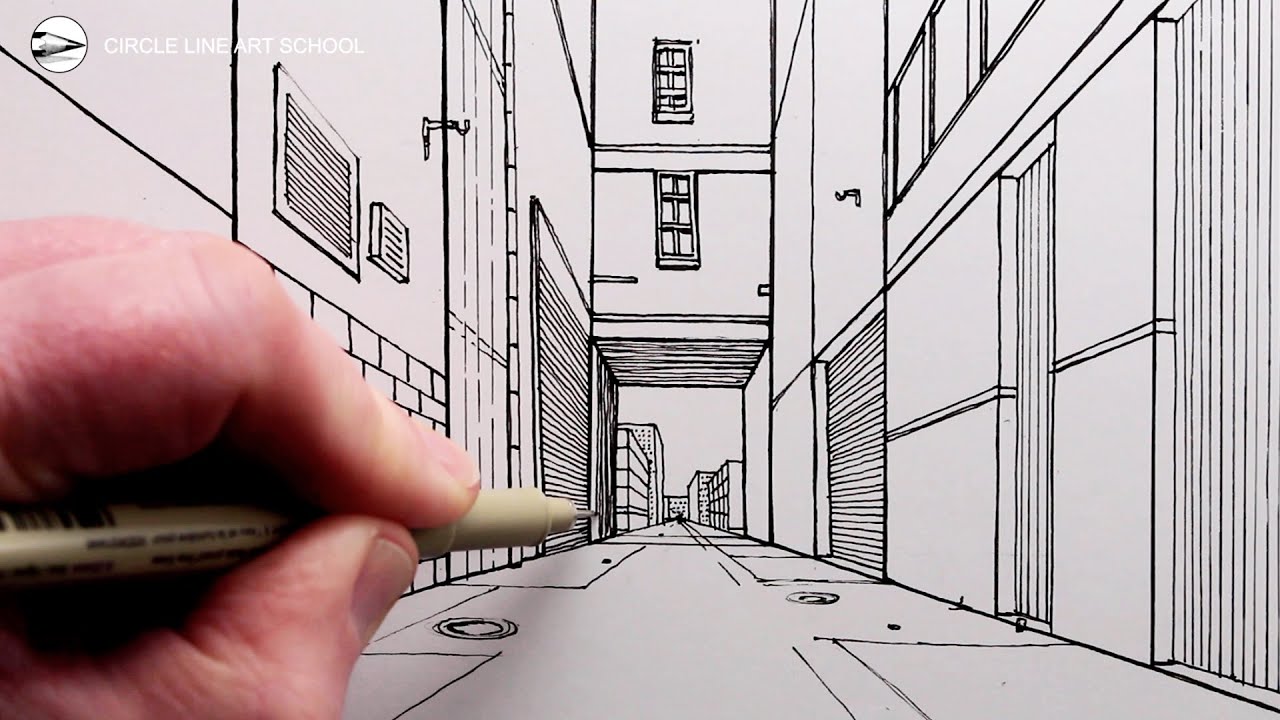 How To Draw An Alleyway Using One Point Perspective Easy Youtube