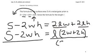 Lesson 1.5 Rewriting Formulas