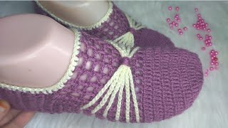 سهل وسريع/كروشي سليبر نسائي لأي مقاس سهل وسريع/crochet easy nice slippers