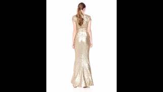 Dress the Population Women's Cara Two Piece Sequin Gown Brushed Gold