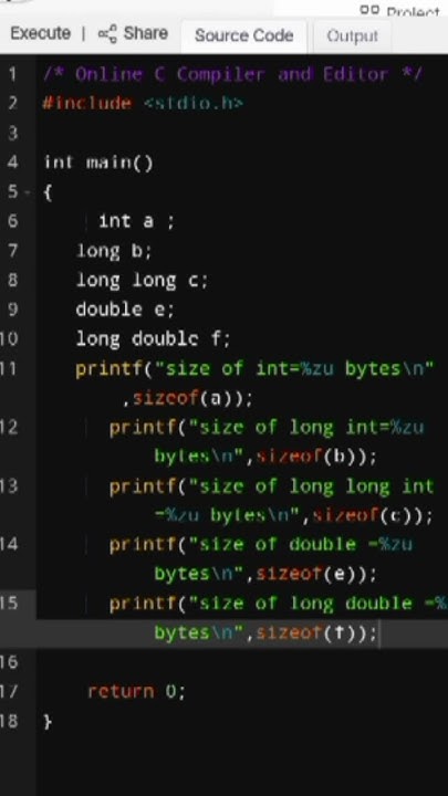 BCA ll C programming language ll Find size of data type ll #viral # ...