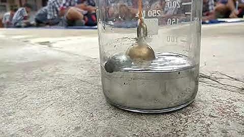 Iron and brass balls floating over Mercury