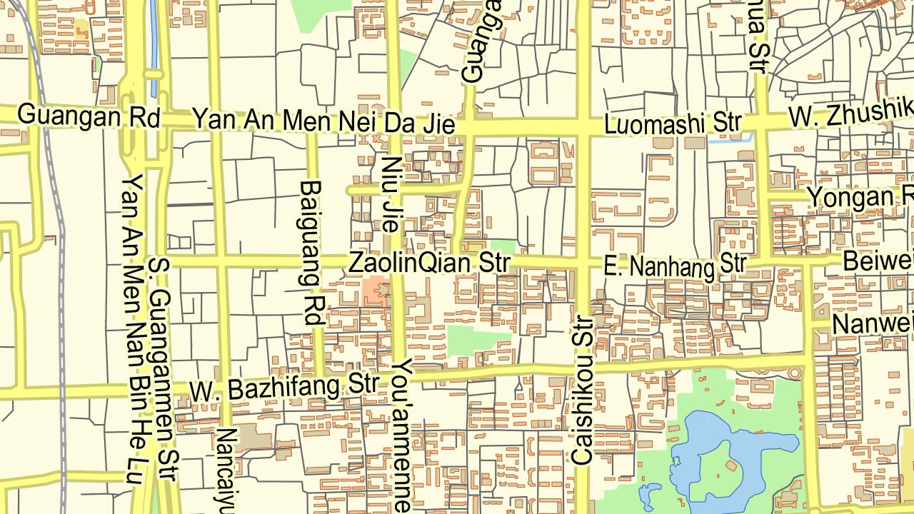 Beijing China editable printable Vector Map (English)