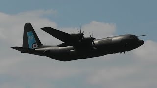 RAF C-130J Hercules Farewell Flypast at Cambridge Airport