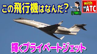この飛行機は何だ? 輝くプライベートジェット 羽田空港RWY34R【ATC/字幕/翻訳付き】