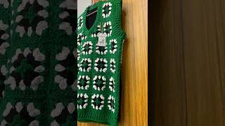 Tutorial coming up soon🤩🤩🖤🤍💚Crochet men vest #crochet