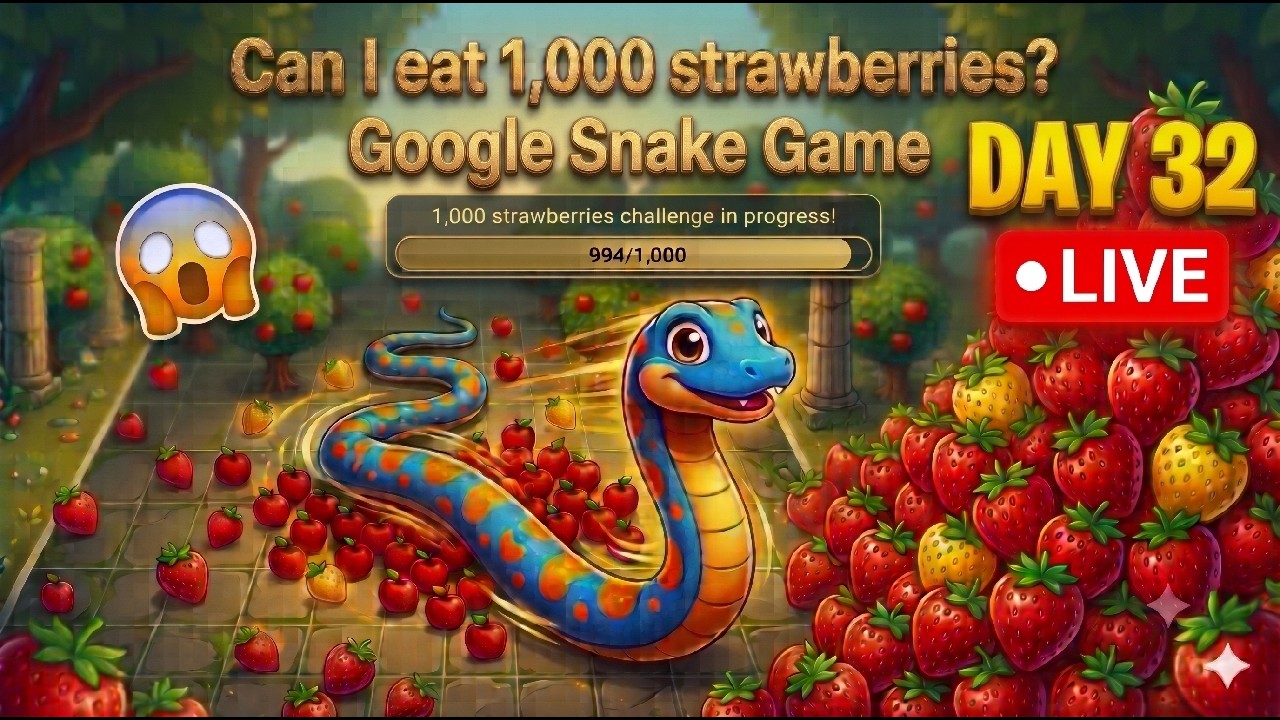 Google Snake Game live stream 🍓 Day 32 LIVE Part 2_ 贪吃蛇 直播 - YouTube