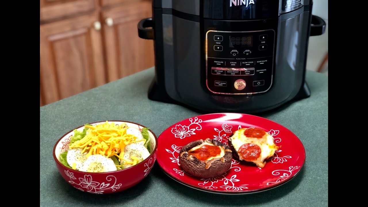 portobello-mushroom-pizzas-low-carb-keto-ninja-foodi-youtube