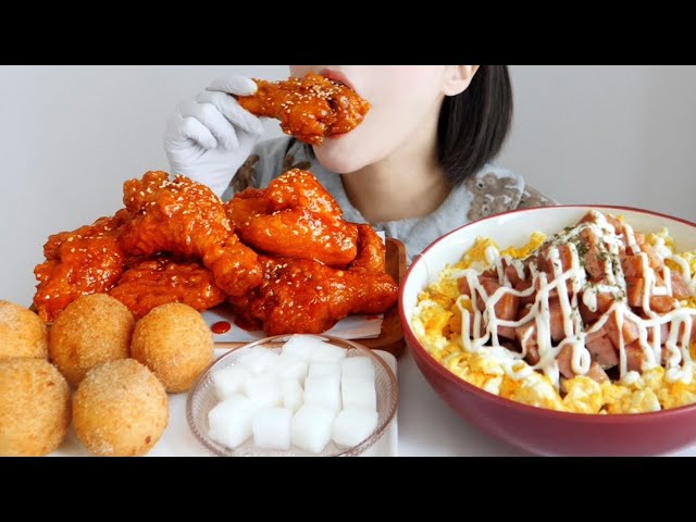 양념치킨과 스팸마요덮밥 노토킹 리얼사운드 먹방Korean Chicken and Spam Mayo Rice eating ASMR_ realsound mukbang eatingshow