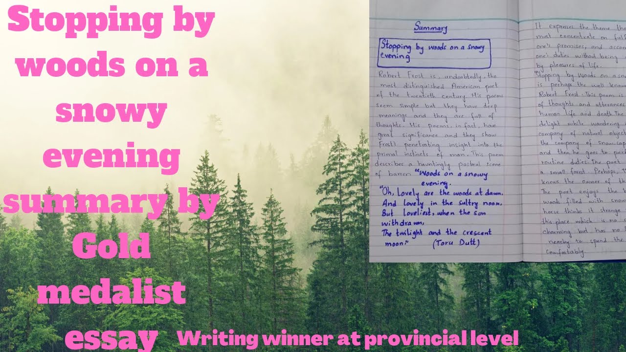 Stopping by woods on a snowy evening by Robert Frost summary with
