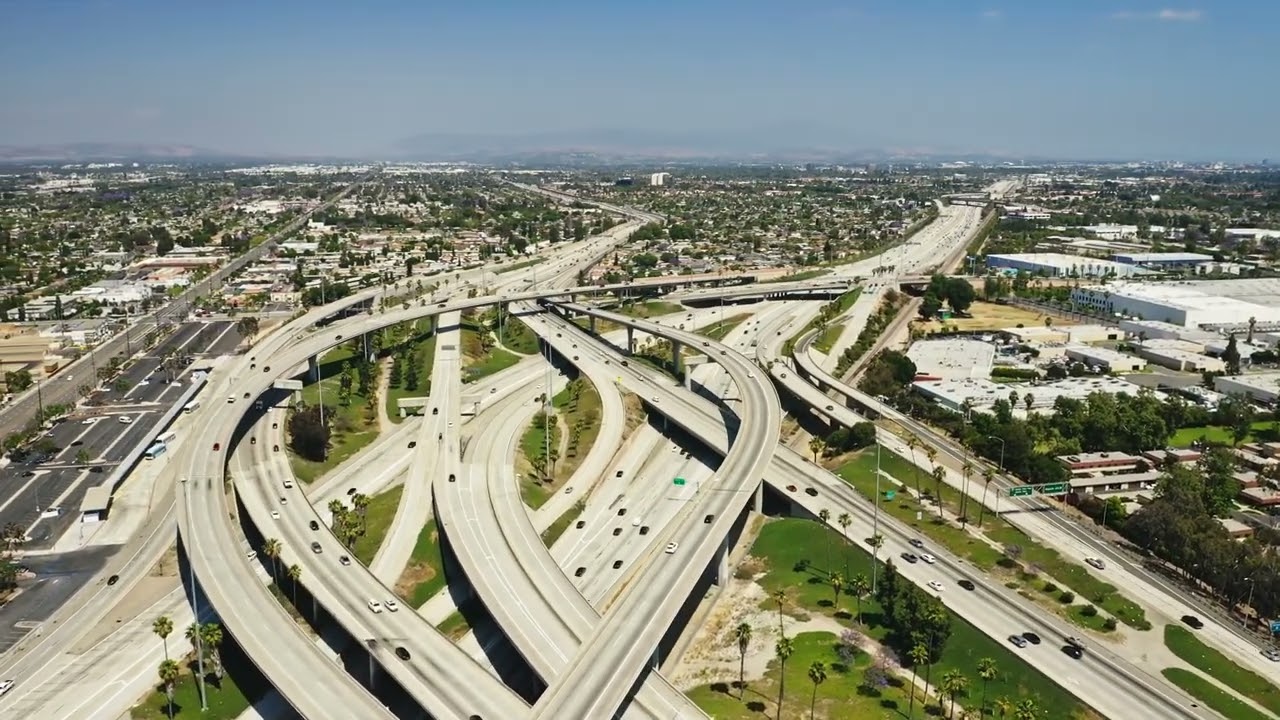 Los Angeles's Complex Freeway System from the Air