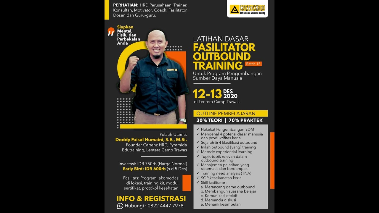 COMING SOON - LATIHAN DASAR FASILITATOR OUTBOUND TRAINING 2020