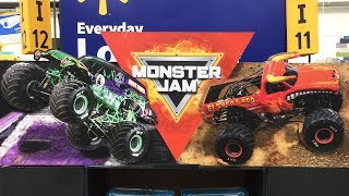 Off The Pegs: Huge Monster Jam End-cap Display including Grave Digger by Spin Master in-store video