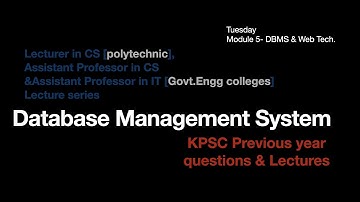 4. Database management system KeralaPSC previous year questions & answers for KPSC lecturer in CSE