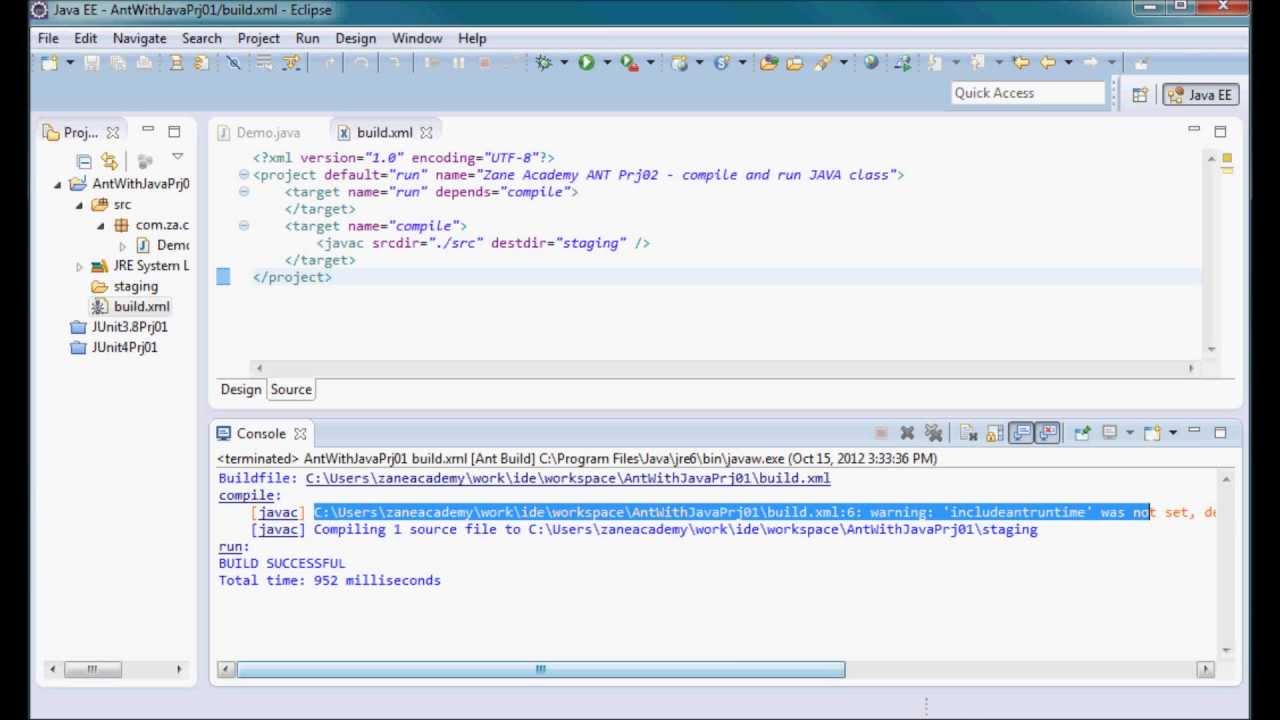 ANT Tutorial [22] - Compile and Run JAVA using ANT