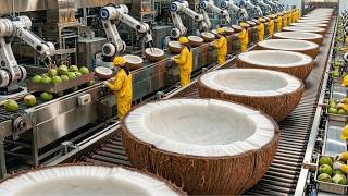 Inside a Coconuts Factory🥥  How Coconuts Are Turned into Delicious Coconut Milk (Full Process)