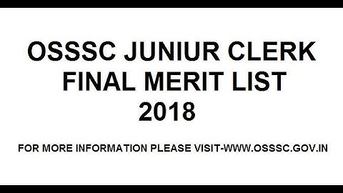 OSSSC JUNIOR CLERK FINAL PROVISIONAL MERIT LIST