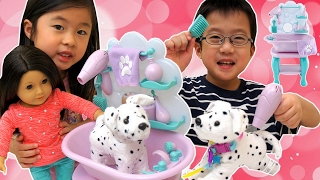 お人形ごっこ💛 かわいい ペットスパであわあわ お世話ごっこ💛 アメリカンガール American Girl Journey Girls Pet Grooming Set