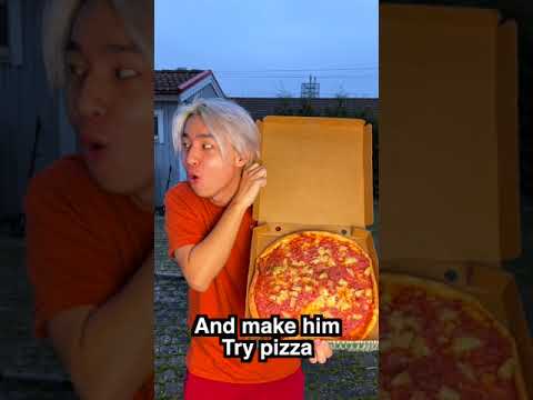 FRIEND TRIES PIZZA FOR THE FIRST TIME?? ( WOW ) #Shorts