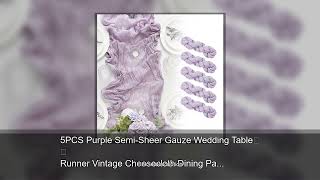5PCS Purple Semi-Sheer Gauze Wedding Table Runner Vintage Cheesecloth Dining Party Christmas Ba