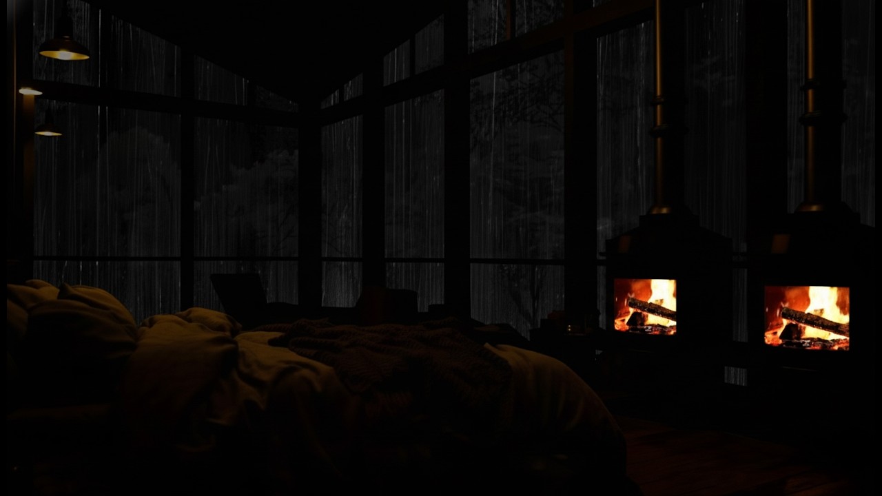 Sleep Instantly in 3 Minutes 🌧️🔥 Heavy Rain & Fireplace in a Cozy Cabin ...
