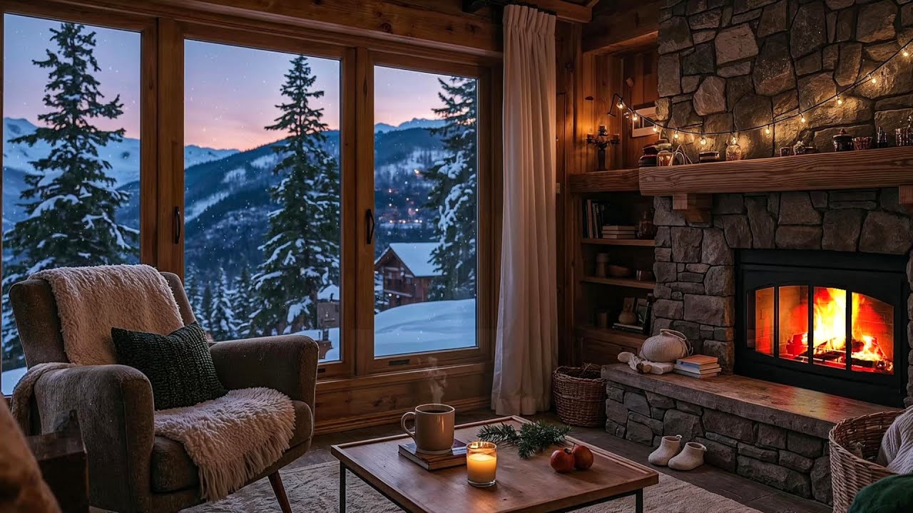 6 Hours Snowfall & Fireplace 🔥❄️ | Deep Sleep, Relaxation, Study Ambience.