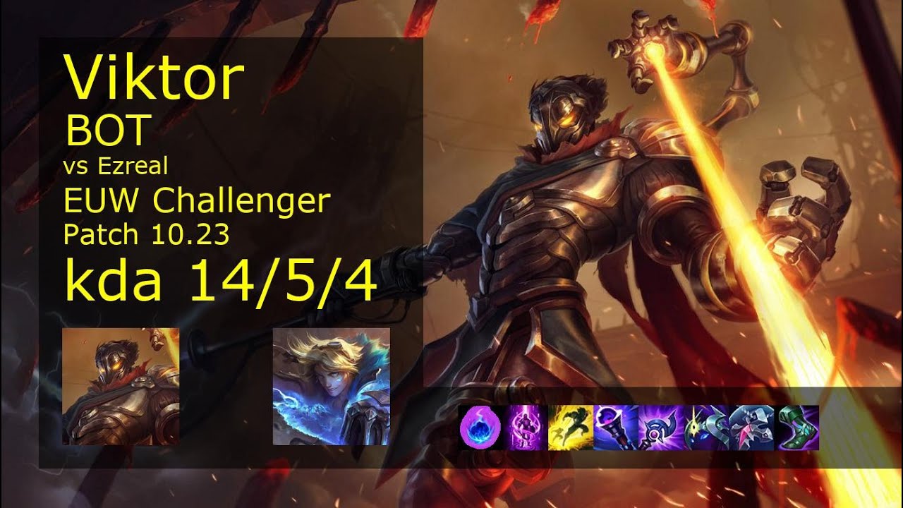 Viktor Bot vs Ezreal - EUW Challenger 14/5/4 Patch 10.23 Gameplay