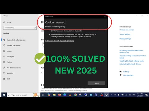 COULD NOT CONNECT error on windows 1011 Bluetooth on off button missing on windows 2025