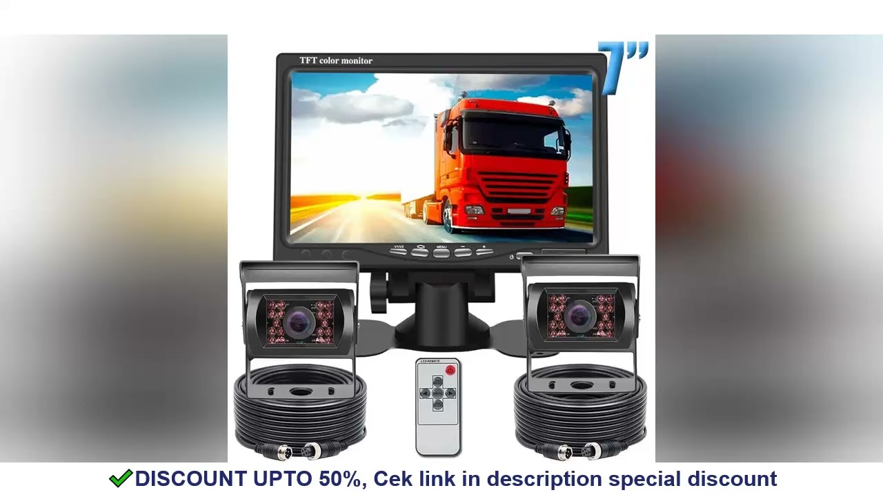 Dual Backup Camera Night Vision System+7" HD Rear View Monitor for RV Truck Bus