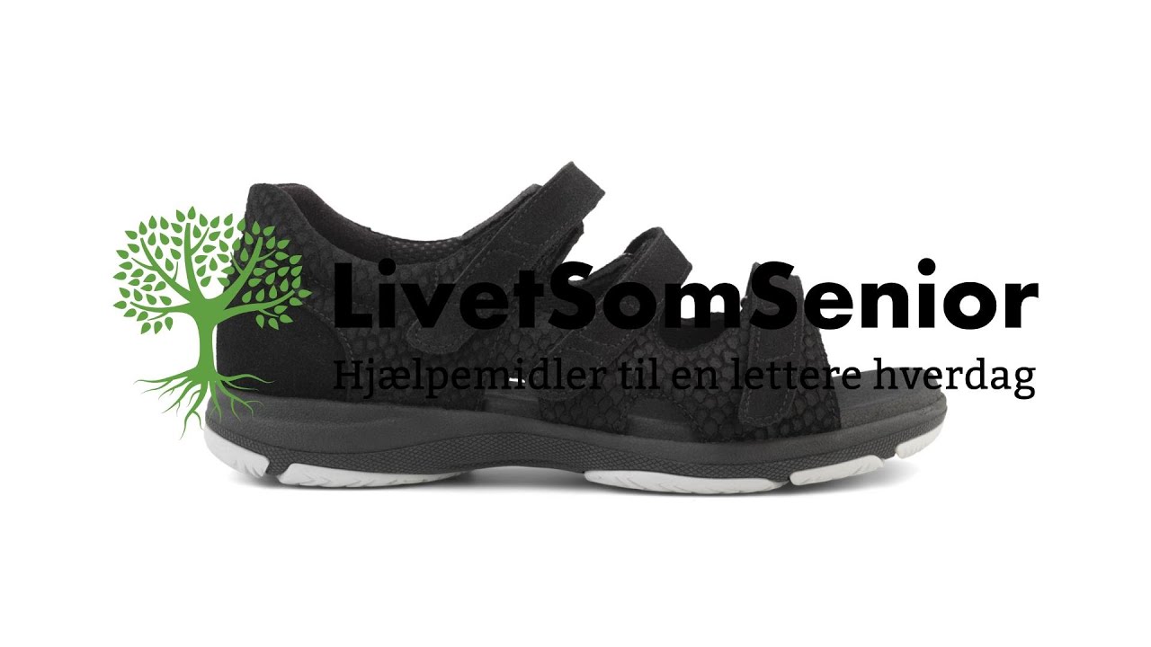 Damesandal med hælkappe i skind (ekstra bred)