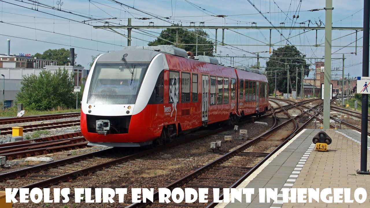 Keolis Flirt en rode Lint komen aan in Hengelo