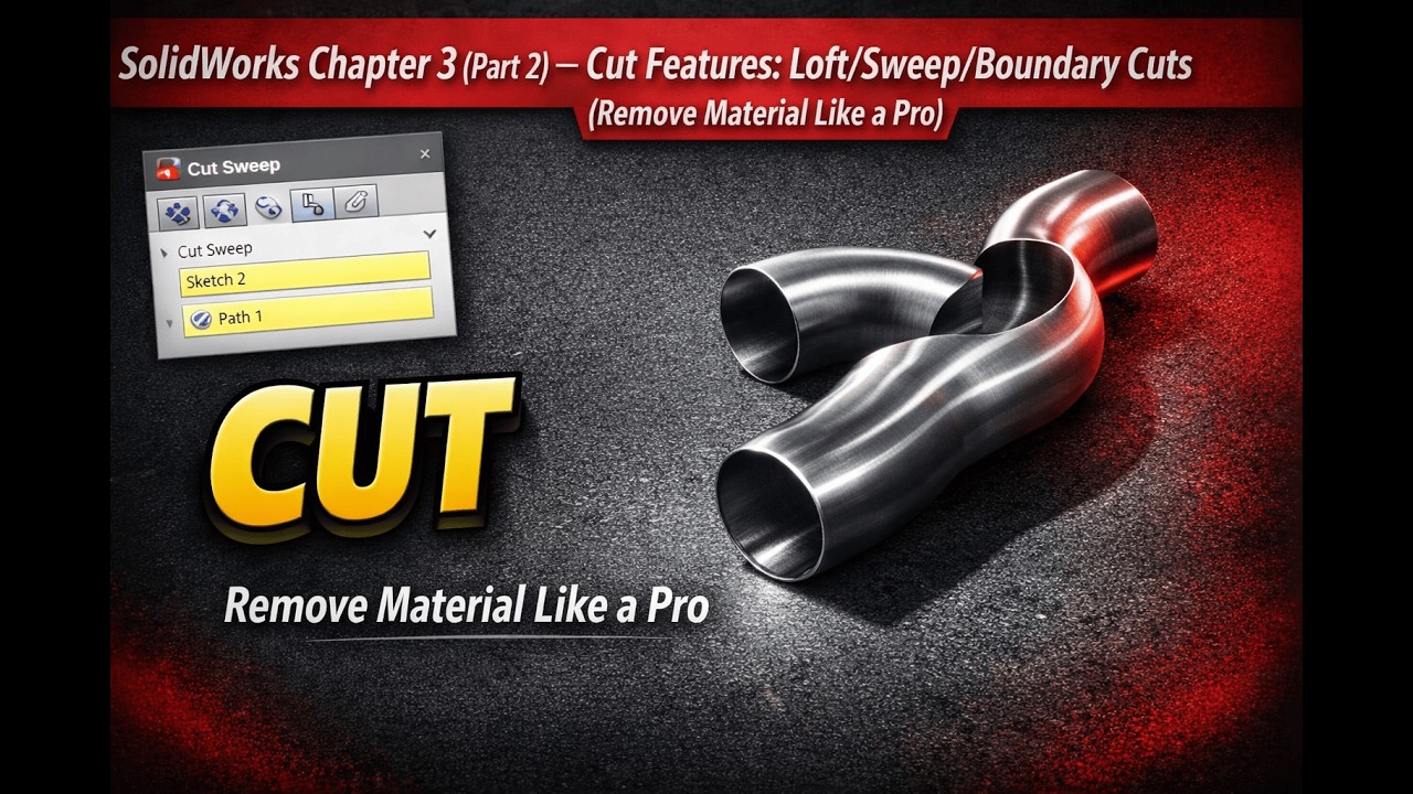 Swep Features SolidWorks Chapter 3 (Part 2) — Cut Features: Loft/Sweep/Boundary Cuts ...
