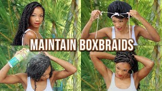 HOW TO MAINTAIN BOX BRAIDS! DAY & NIGHT ROUTINE! (No itchiness/Dry Scalp,Sleep, Smell Good+Products)
