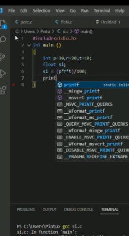 How to calculate simple interest in C language - YouTube