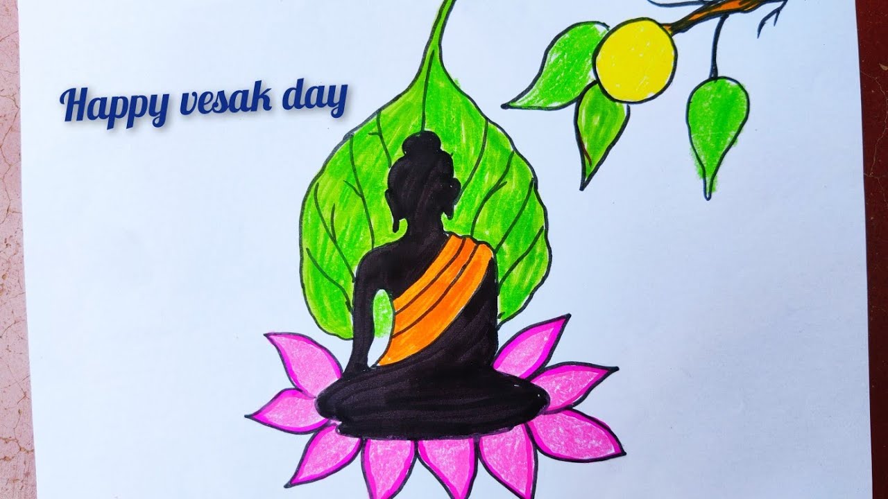 Buddha purnima drawing/vesak drawing/vesak drawing easy/easy buddha purnima poster/buddha drawing