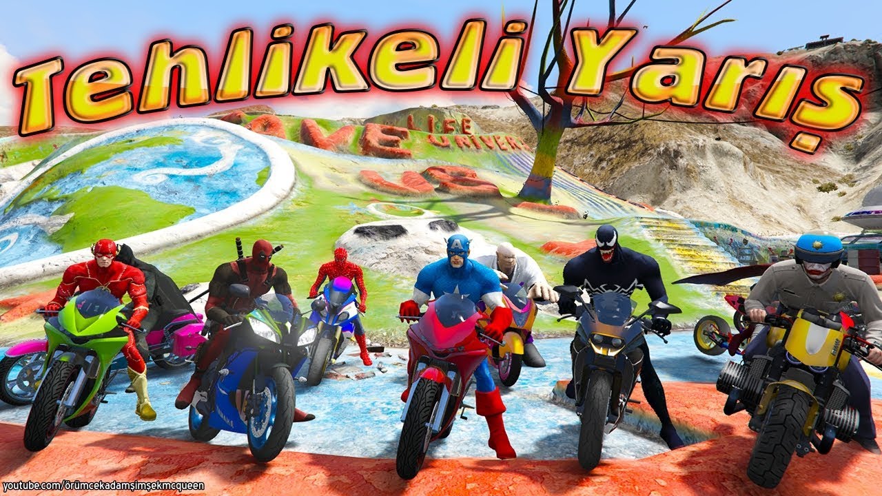 Tehlikeli Yarış Motor Yarışları Joker Sunuyor Süper Kahramanlar Yarışıyor