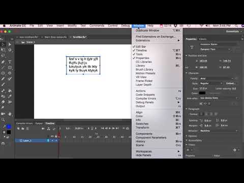 Part 8 - Adding a scrolling text bar in Adobe Animate