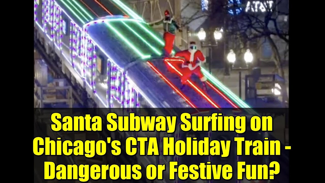 Санта-Клаус катается на сёрфе в рождественском поезде CTA в Чикаго: опасно или весело?