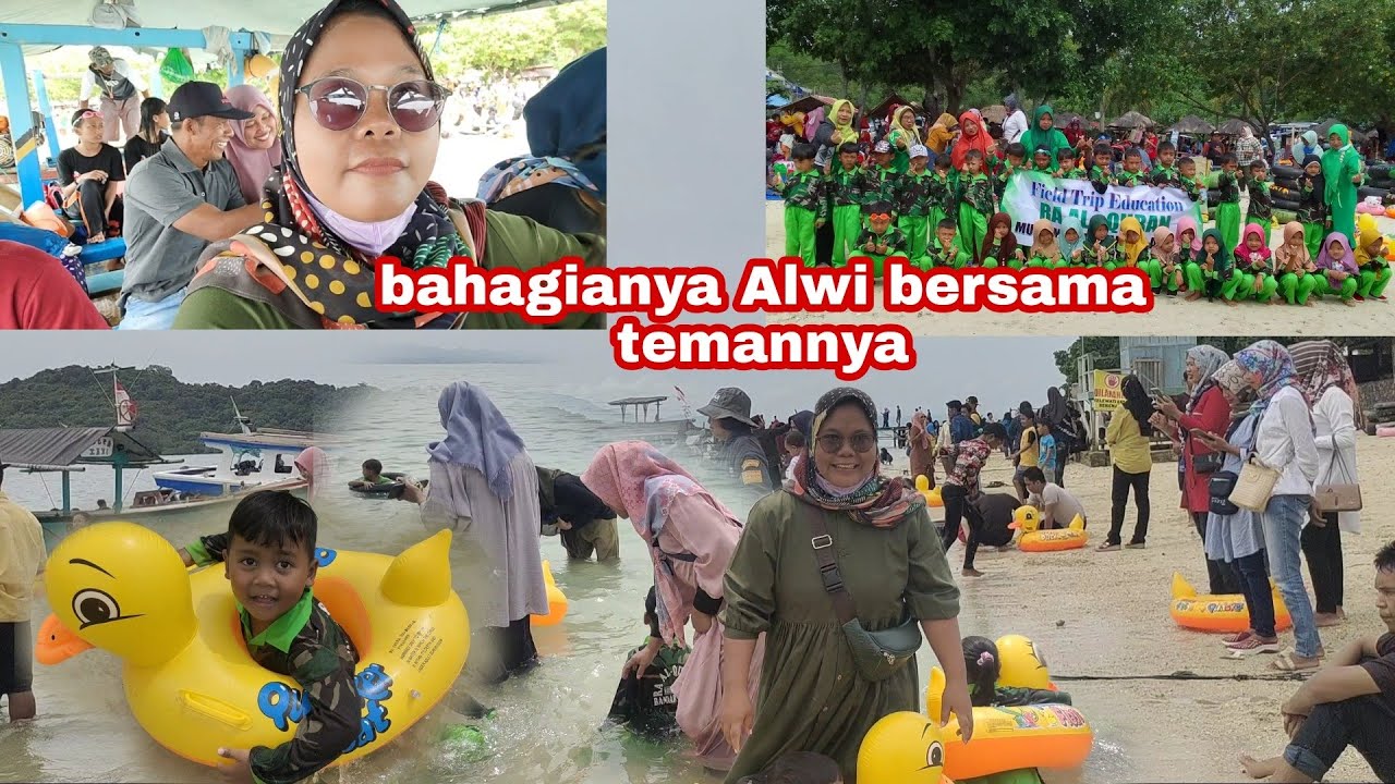 keseruan Alwi bersama teman sekolah nya di pantai Mutun