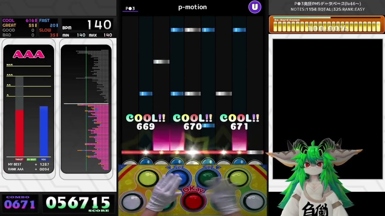pop'n music PMS] ○3 p-motion PERFECT AAA 97.8k - YouTube