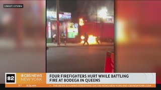 4 firefighters hurt battling Queens bodega fire