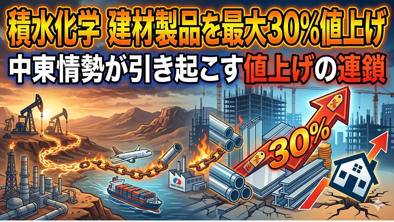積水化学が建材製品を最大30%値上げ｜中東情勢が引き起こす値上げの連鎖をわかりやすく解説