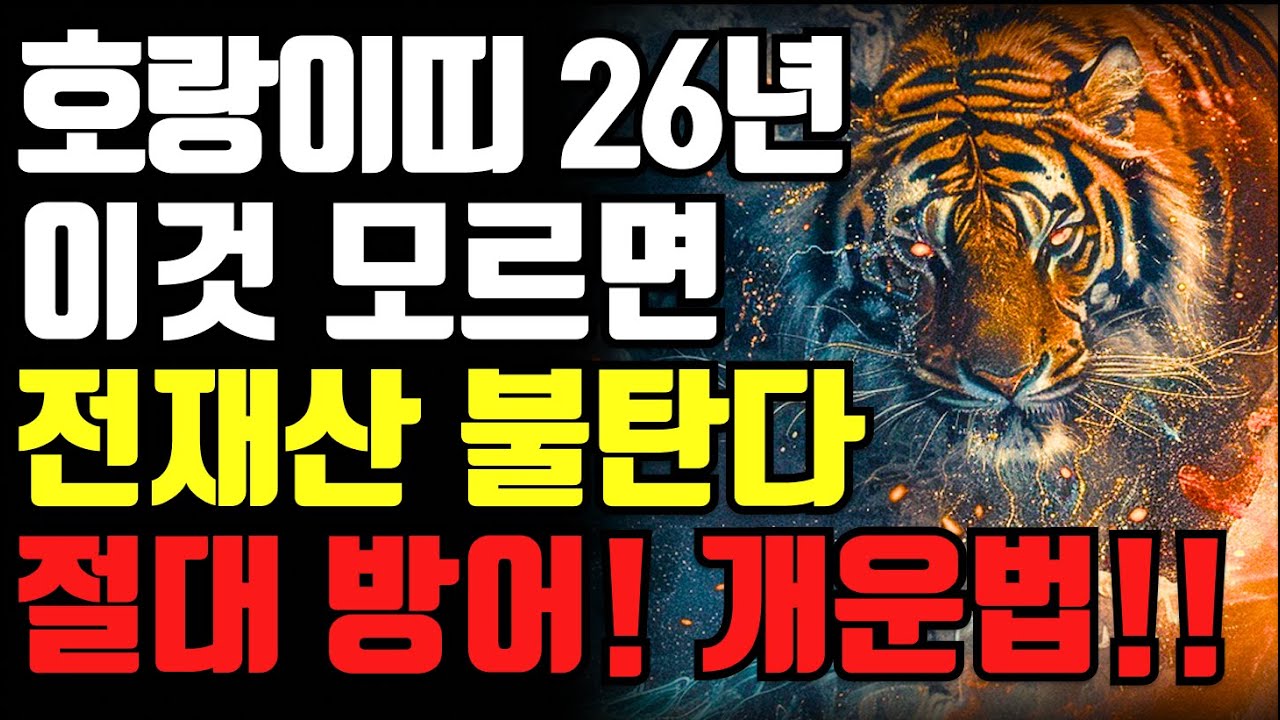 2026년 호랑이띠, 8월에 '이 문' 열면 전재산 불탑니다 (소름주의!! ) | 호랑이띠 개운법 | 10년대운 | 운수대통 | 74년생 62년생 50년생 필독 |