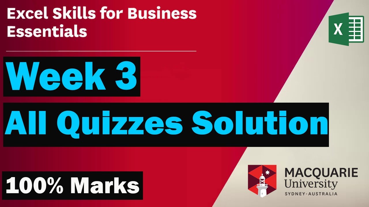 Week 3 | All Quizzes & Assignments Solved | Excel Skills for Business ...