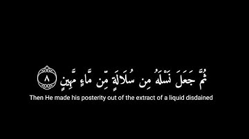 الَّذِي أَحْسَنَ كُلَّ شَيْءٍ خَلَقَهُ كرومات قران شاشة سوداء  القارئ اسلام صبحي سورة السجدة