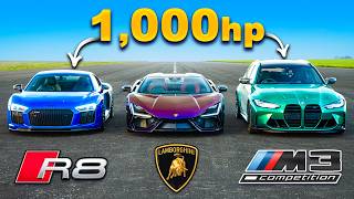 : Lamborghini Revuelto v 1000hp M3 Touring v 1000hp R8: DRAG RACE