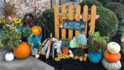 Using our fall containers and creating our Fall Display!