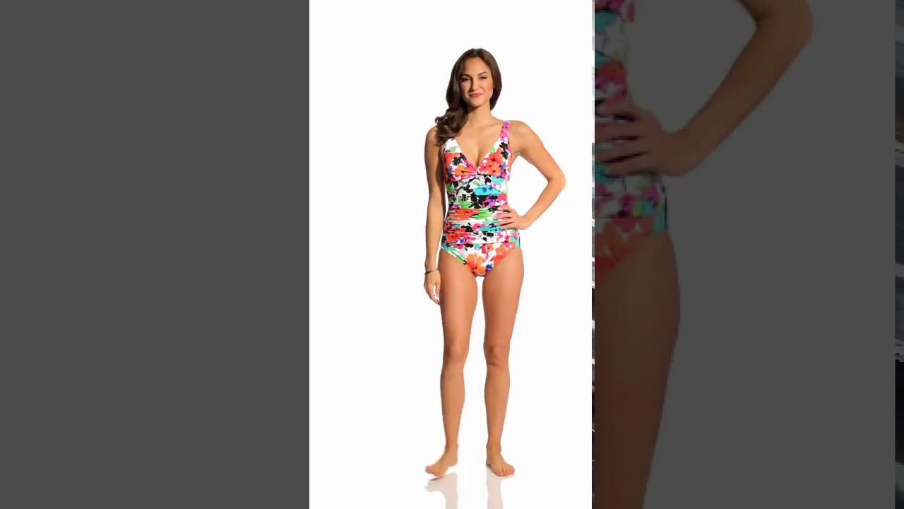 Penbrooke Spring Blooms Twist Bodice Mio One Piece Swimsuit | SwimOutlet.com
