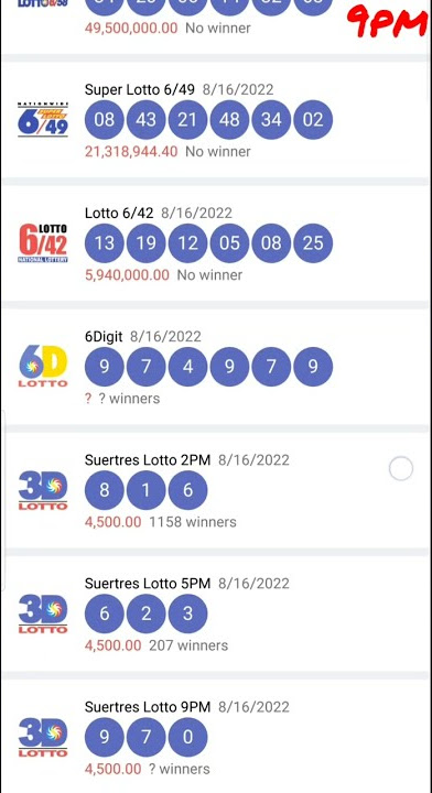 Lotto results 9pm Aug 16, 2022